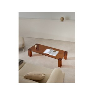 Mesa de centro Adularia de vidrio templado marrón 140 x... 2