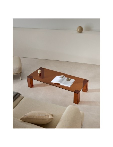 Mesa de centro Adularia de vidrio templado marrón 140 x 60 cm - Kave Home