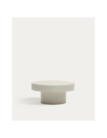 Mesa de centro redonda Aiguablava de cemento blanco Ø 66 cm - Kave Home