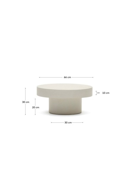 Mesa de centro redonda Aiguablava de cemento blanco Ø 66 cm - Kave Home