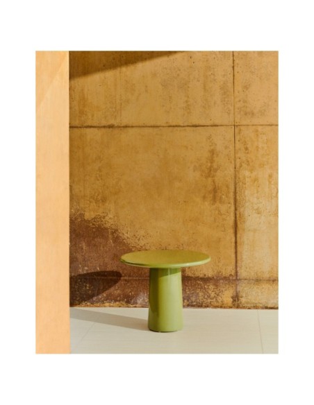 Mesa de centro Albanella de cemento con acabado verde brillante Ø65 cm - Kave Home