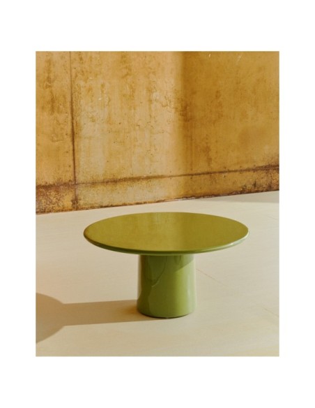 Mesa de centro Albanella de cemento con acabado verde brillante Ø85 cm - Kave Home