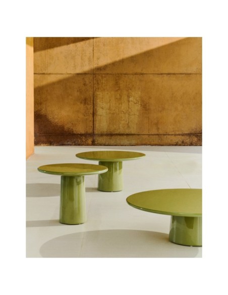 Mesa de centro Albanella de cemento con acabado verde brillante Ø85 cm - Kave Home