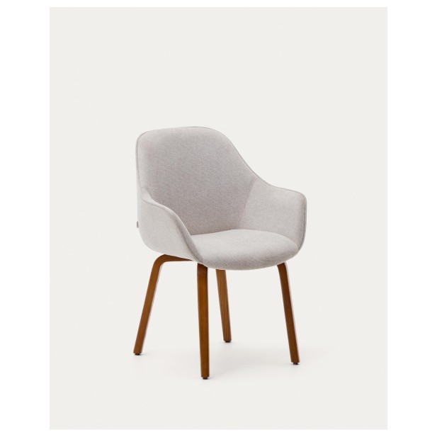 Silla Aleli de chenilla beige y patas...