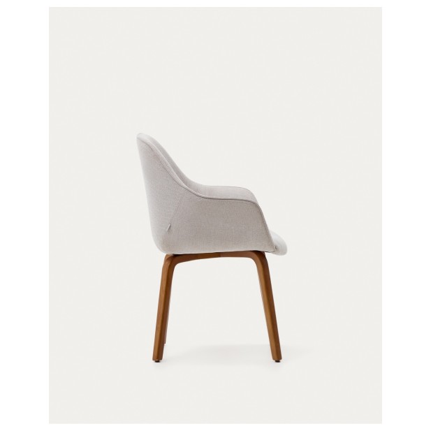 Silla Aleli de chenilla beige y patas...