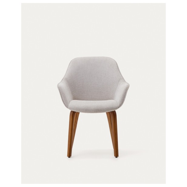 Silla Aleli de chenilla beige y patas...