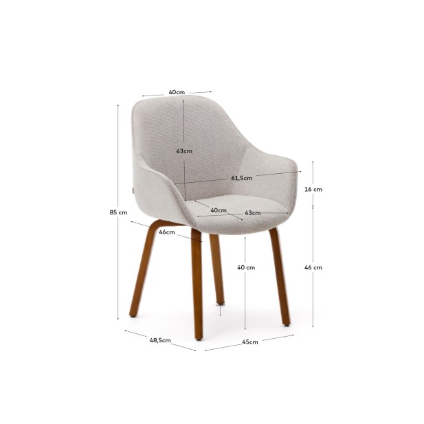 Silla Aleli de chenilla beige y patas...