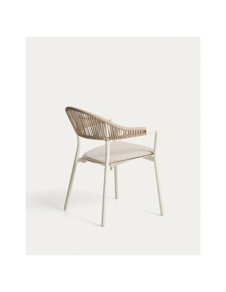 Silla apilable de exterior Alimia de aluminio crudo y cuerda sintética beige - Kave Home