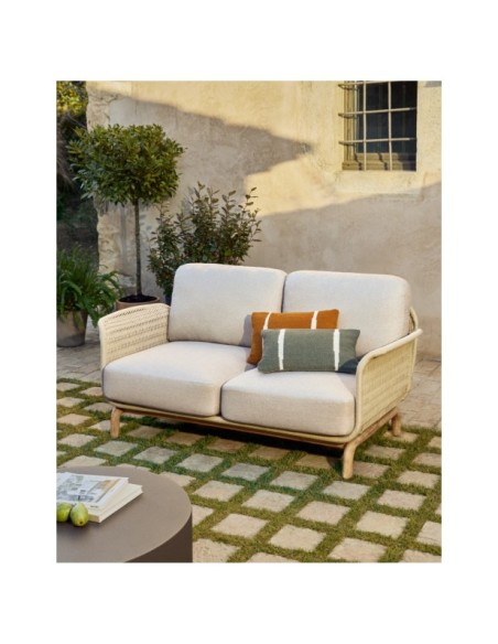 Sofá Alipa 2 plazas de madera maciza de acacia y cuerda crudo 165 cm FSC 100% - Kave Home