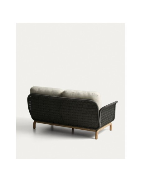Sofá Alipa 2 plazas de madera maciza de acacia y cuerda gris oscuro 165 cm FSC 100% - Kave Home