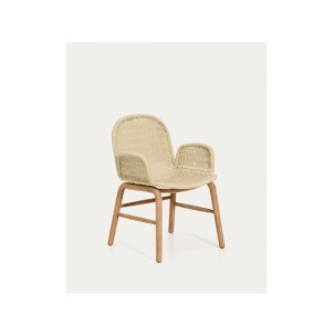 Silla Alipa con reposabrazos de madera maciza de acacia y...