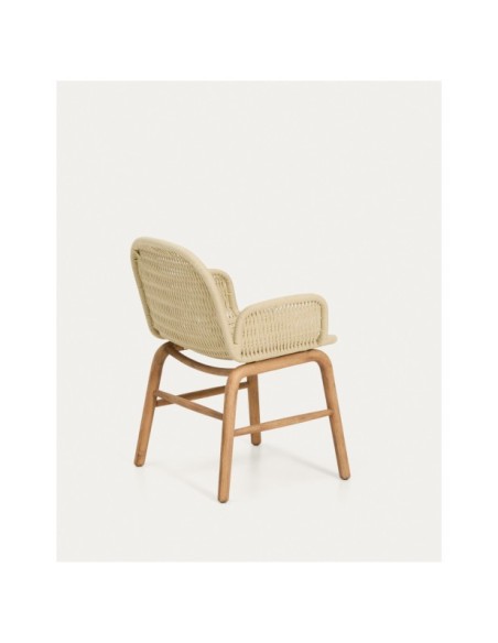 Silla Alipa con reposabrazos de madera maciza de acacia y cuerda crudo FSC 100% - Kave Home