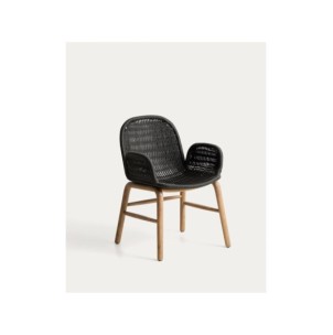 Silla Alipa con reposabrazos de madera maciza de acacia y...