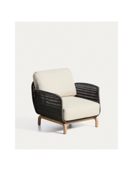 Butaca Alipa de madera maciza de acacia y cuerda gris oscuro FSC 100% - Kave Home