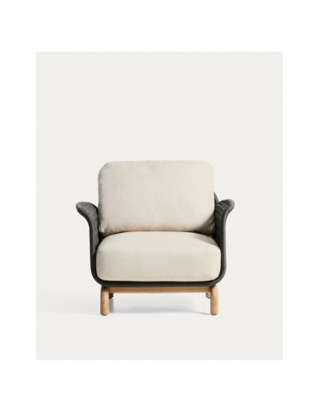 Butaca Alipa de madera maciza de acacia y cuerda gris oscuro FSC 100% - Kave Home