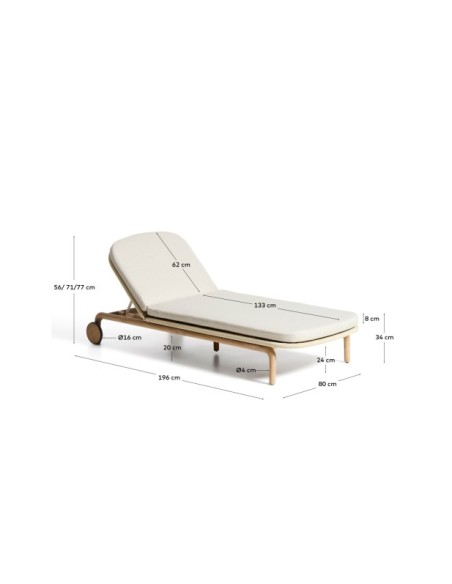 Tumbona Alipa de madera maciza de acacia y cuerda crudo FSC 100% - Kave Home