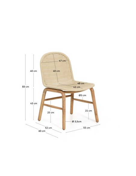 Silla Alipa de madera maciza de acacia y cuerda crudo FSC 100% - Kave Home