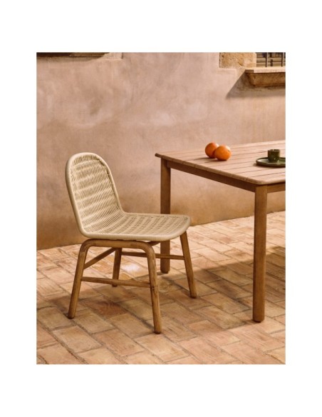 Silla Alipa de madera maciza de acacia y cuerda crudo FSC 100% - Kave Home