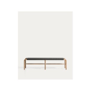 Banco Alipa de madera maciza de acacia y cuerda gris...