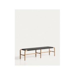 Banco Alipa de madera maciza de acacia y cuerda gris... 2