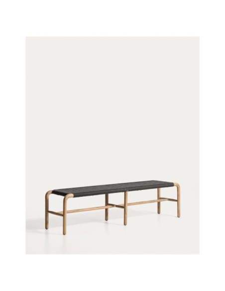 Banco Alipa de madera maciza de acacia y cuerda gris oscuro 180 cm FSC 100% - Kave Home