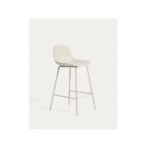 Taburete Altea beige y patas de acero con acabado beige...