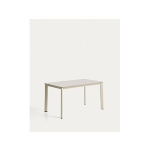 Mesa Anafi de piedra sinterizada y aluminio ecru 140 x 80... 2