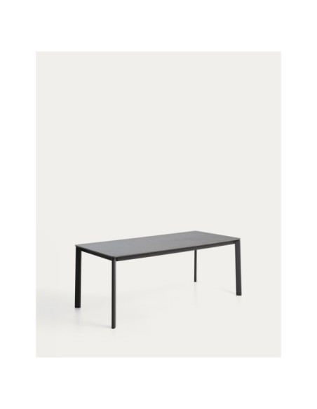 Mesa Anafi de piedra sinterizada y aluminio grafito 180 x 90 cm - Kave Home