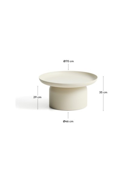 Mesa de centro Arcola de aluminio crudo Ø70 cm - Kave Home