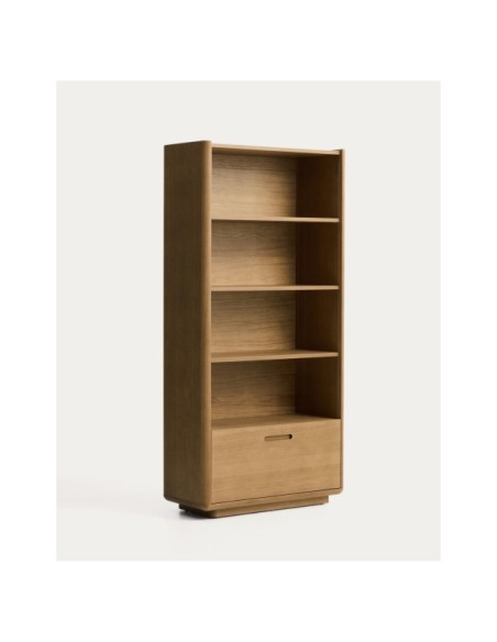 Estantería Arelida de chapa y madera maciza de roble acabado marrón claro 90 x 185 cm FSC Mix Credit - Kave Home