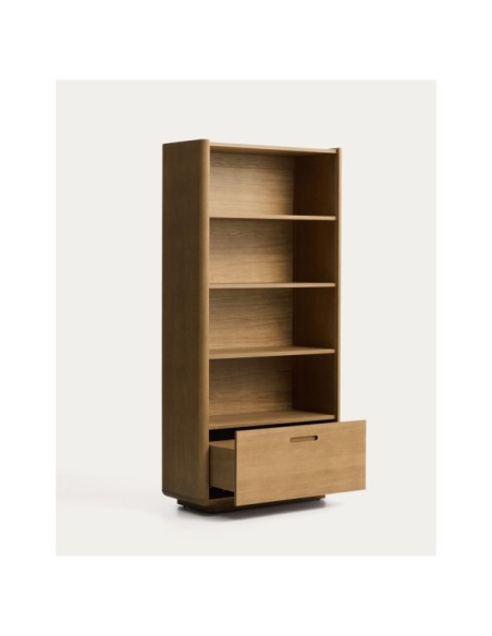 Estantería Arelida de chapa y madera maciza de roble acabado marrón claro 90 x 185 cm FSC Mix Credit - Kave Home