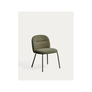 Silla Arino de chenilla verde y patas de metal verde -...