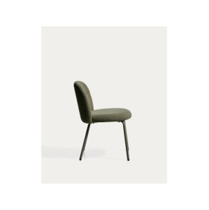 Silla Arino de chenilla verde y patas de metal verde -... 2