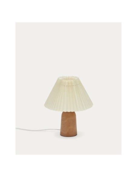 Lámpara de mesa Benicarlo de madera con acabado natural y beige - Kave Home
