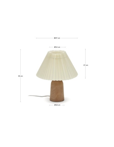 Lámpara de mesa Benicarlo de madera con acabado natural y beige - Kave Home