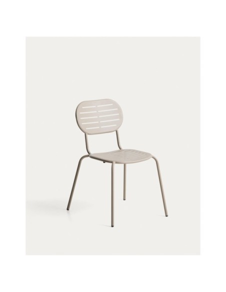 Silla apilable de exterior Brai de acero galvanizado topo - Kave Home