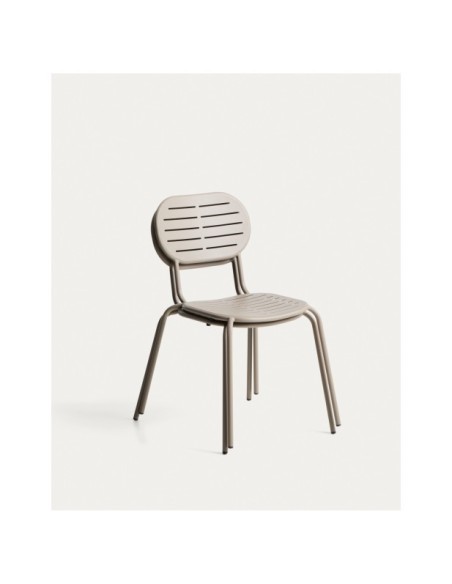 Silla apilable de exterior Brai de acero galvanizado topo - Kave Home