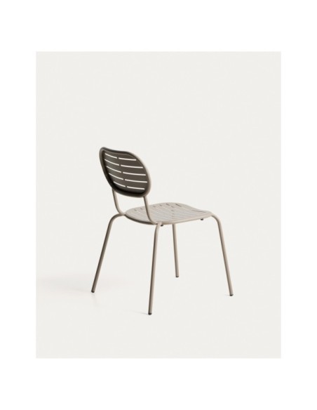 Silla apilable de exterior Brai de acero galvanizado topo - Kave Home