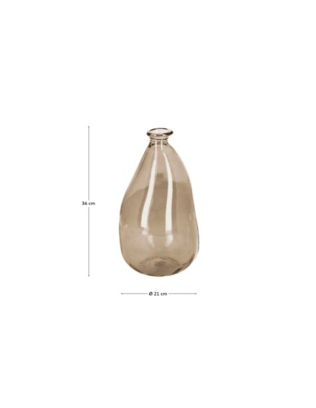 Jarrón Brenna de vidrio marrón 100% reciclado 36 cm - Kave Home