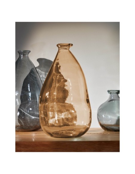 Jarrón Brenna de vidrio marrón 100% reciclado 36 cm - Kave Home