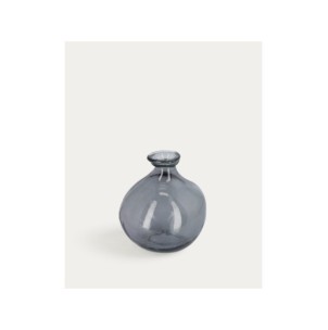 Jarrón Brenna de vidrio azul 100% reciclado 18 cm - Kave...