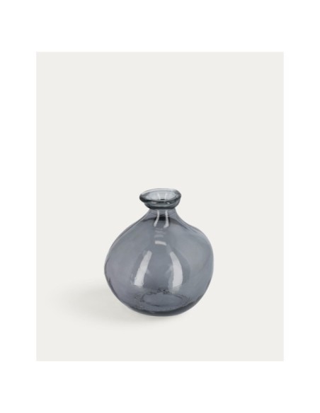 Jarrón Brenna de vidrio azul 100% reciclado 18 cm - Kave Home
