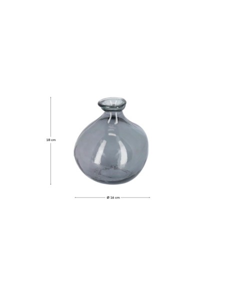 Jarrón Brenna de vidrio azul 100% reciclado 18 cm - Kave Home