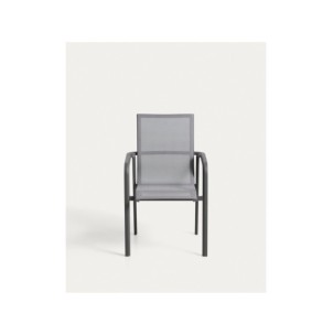 Silla apilable de exterior Canea de texteline gris y... 2