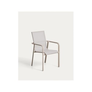 Silla apilable de exterior Canea de texteline beige y...
