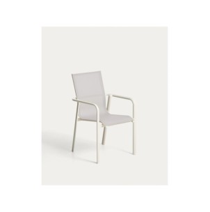 Silla apilable de exterior Canea de texteline beige y...