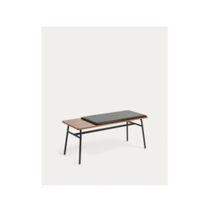 Banco Carabel de acero y chapado de nogal 100 cm - Kave Home