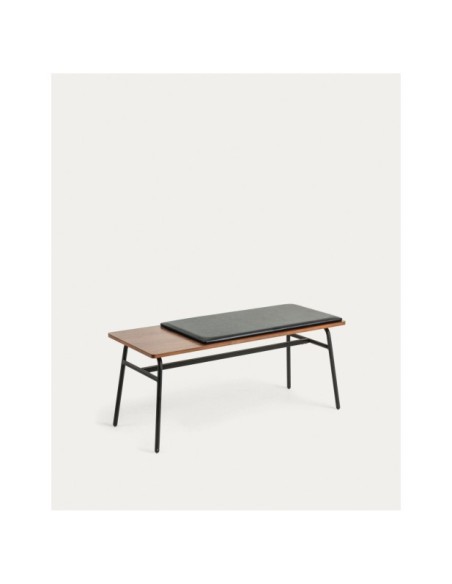 Banco Carabel de acero y chapado de nogal 100 cm - Kave Home