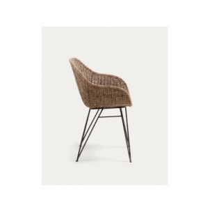 Silla Chart de ratán y patas de acero acabado negro -... 2