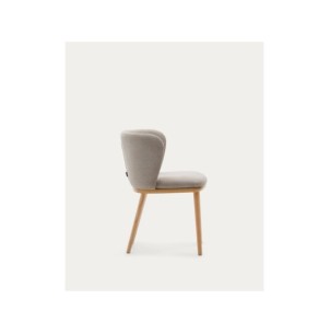 Silla Ciselia chenilla marrón y madera maciza de fresno... 2